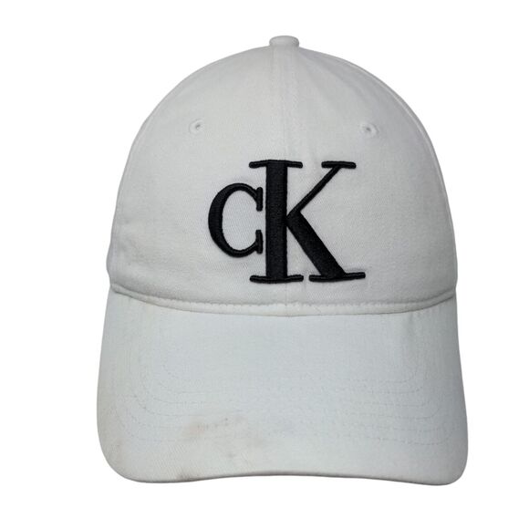 CK Calvin Klein Slideback Hat White One Size Adjustable Embroidered Vented Holes - Picture 1 of 9